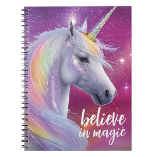 Carnet Croire en la Magie Arc-en-Ciel Paillettes Licorne