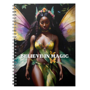 Carnet Croire en la magie Black Fairy Girl Aquarelle Art