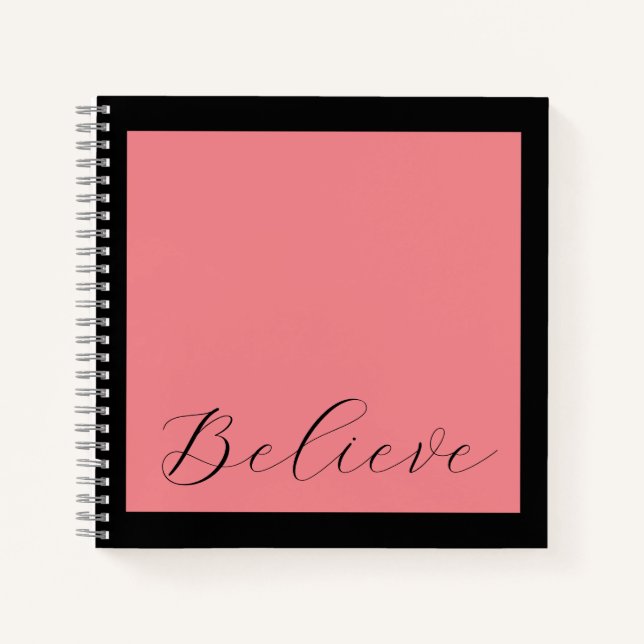 Carnet 'Croire' noir Script Coral rose Arrière - plan (Devant)