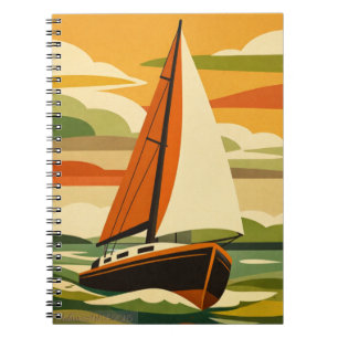 Carnet Croisière en voilier rétro au coucher du soleil