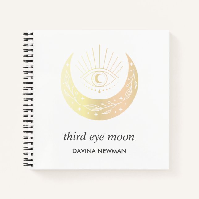 Carnet Croissant de lune troisième œil monogramme blanc B (Devant)
