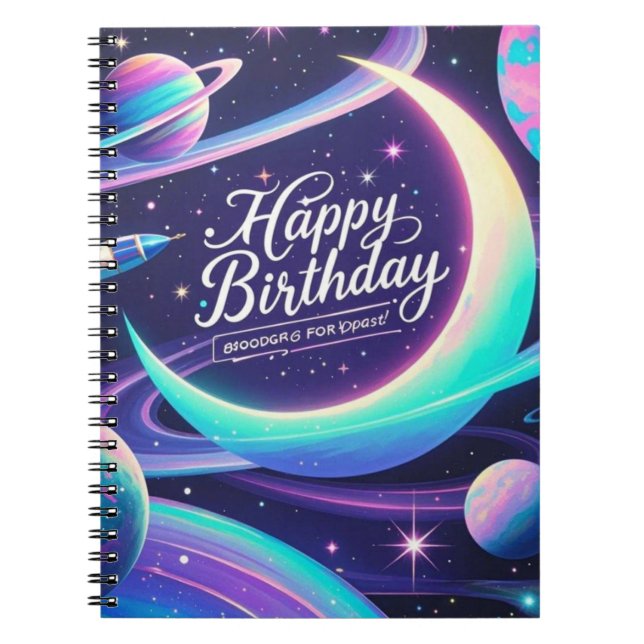 Carnet Croissant lune, étoiles, planètes (Devant)