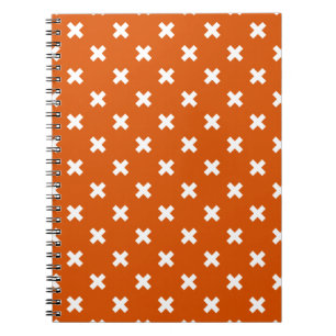 Carnet Croix blanche coutures sur orange brûlé