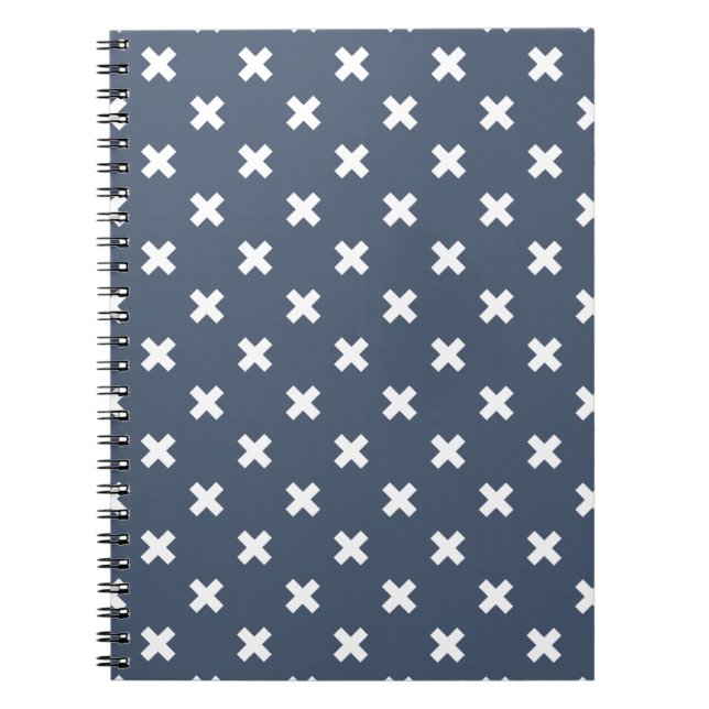 Carnet Croix blanches sur bleu-gris (Devant)