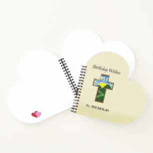 Carnet Croix d'anniversaire Prêtre Personnalisé