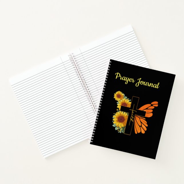 Carnet Croix de foi avec aile de papillon et tournesols (Intérieur)