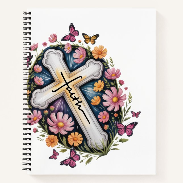 Carnet Croix de foi florale  (Devant)