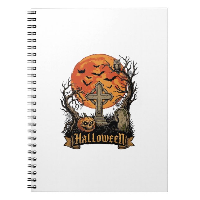 Carnet Croix de Halloween Pierre tombale Crâne Citrouille (Devant)