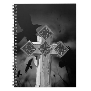 Carnet Croix gothique Lune GraveYard avec Corbeaux