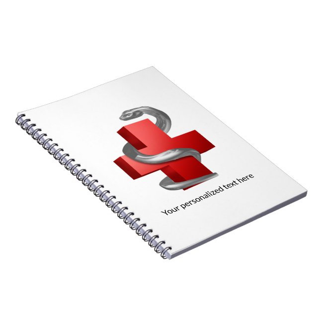 Carnet Croix Médicale Rouge Serpent de Argent Symbole de  (Côté Droit)