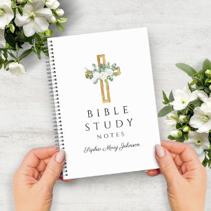 Carnet Croix religieuse florale blanche personnalisée