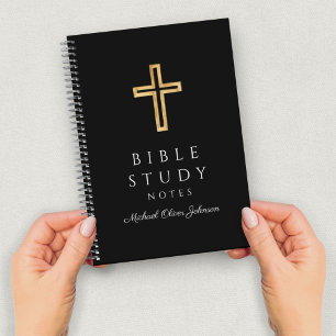 Carnet Croix religieuse noire personnalisée
