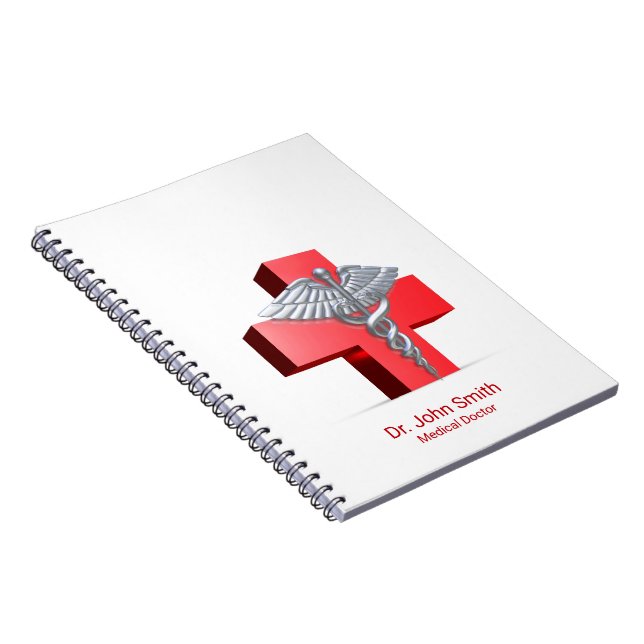 Carnet Croix Rouge Caducée 3D Argent Médical (Côté Droit)