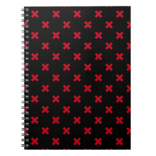 Carnet Croix rouge coutures sur noir