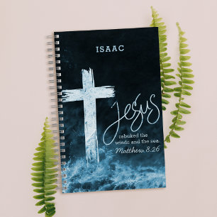 Carnet Croix sur l'eau faisant rage Bible Verse Personnal