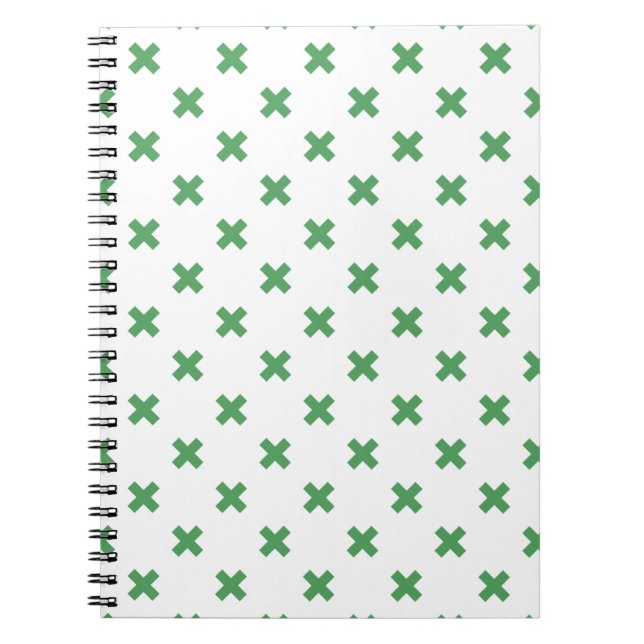 Carnet Croix verte coutures sur blanc (Devant)