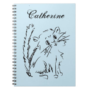 Carnet Croquis Cute Kitty Personnaliser Bleu