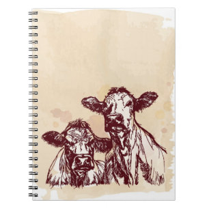 Carnet Croquis d'aspiration de main de deux vaches et cru