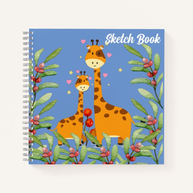 Carnet Croquis de la girafe mignonne (Devant)