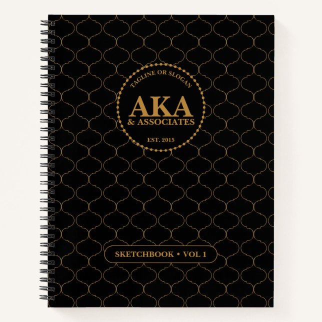 Carnet Croquis de monogramme noir et or (Devant)