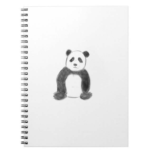 Carnet Croquis de panda en noir et blanc (Devant)