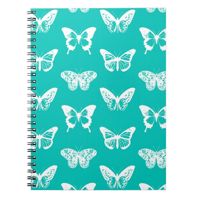 Carnet Croquis de papillon, bleu turquoise et blanc (Devant)