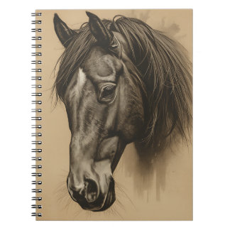 Carnet Croquis de portrait de cheval sépia vintage Art éq