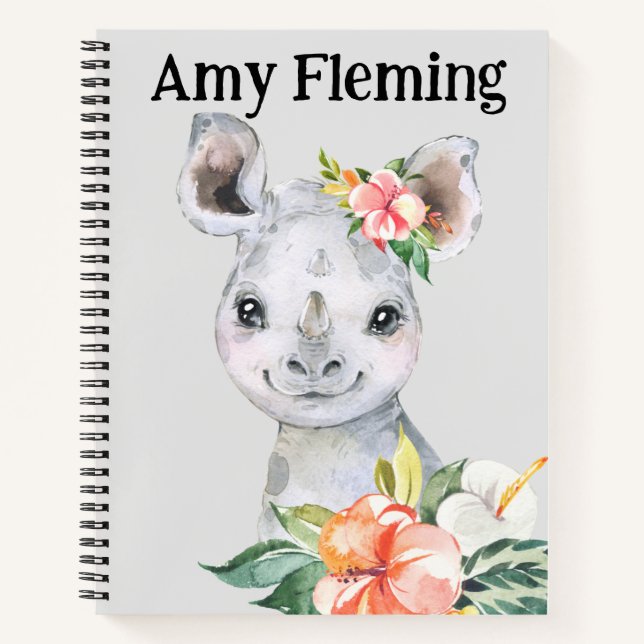 Carnet Croquis de rhinocéros Customisés pour enfants (Devant)