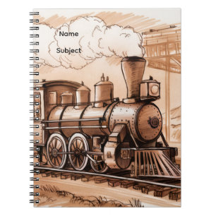 Carnet Croquis de train à vapeur ancien