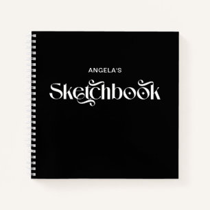 Carnet Croquis de typographie élégante noir et blanc