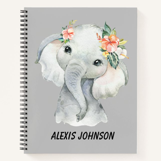 Carnet Croquis d'éléphant personnalisé (Devant)
