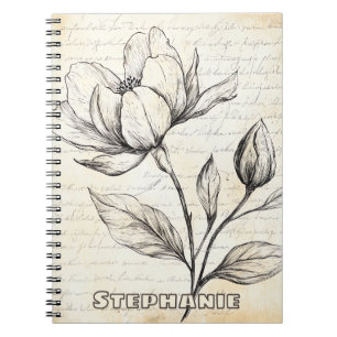 Carnet Croquis floral rustique avec calligraphie - âge (4