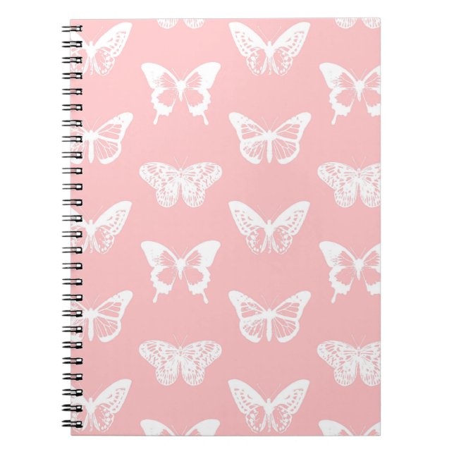 Carnet Croquis papillon, rose coquille et blanc (Devant)
