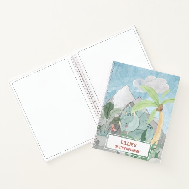 Carnet Croquis personnalisé de Triceratops dinosaure mign (Intérieur)