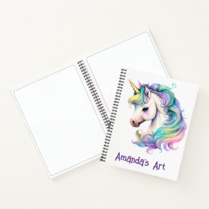 Carnet Croquis personnalisé pour enfants Unicorne coloré