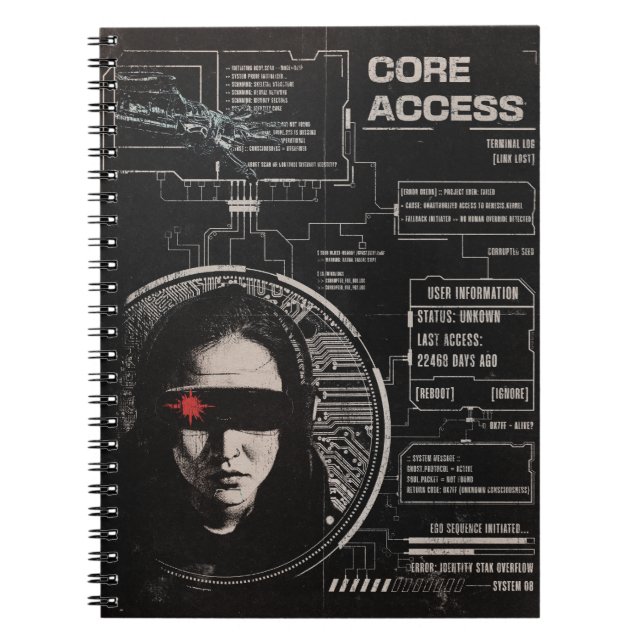 Carnet Crosswired - Techno-Brutalist Streetwear Design (Devant)