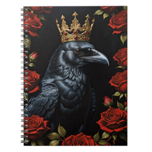 Carnet Crow dans une couronne d'or rubis Roses rouges