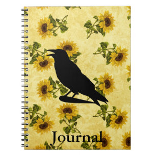 Carnet Crow on Sunflowers