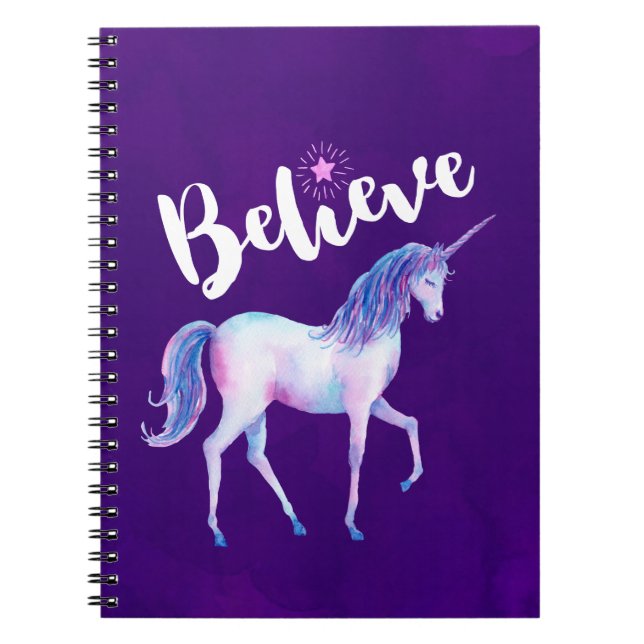 Carnet Croyez avec Unicorn dans les aquarelles pastel (Devant)