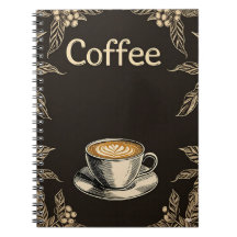 Cuaderno Coffee Latte Cup avec Feuilles et cerises