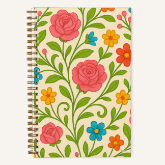 Carnet Cuaderno Cuadriculado Coquette Floral Grid