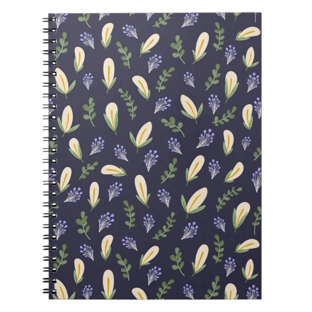 Carnet Cuaderno de espiral flor de agua y lavanda (Devant)