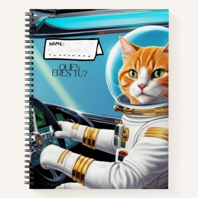 Carnet Cuaderno en espiral con diseño gato genial. (Devant)
