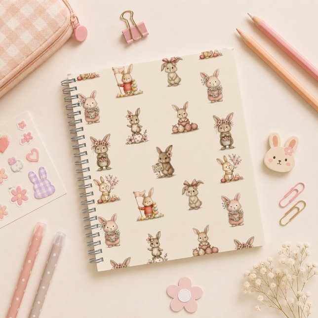 Carnet Cuaderno espiral con diseño de lindos conejitos (Créateur téléchargé)