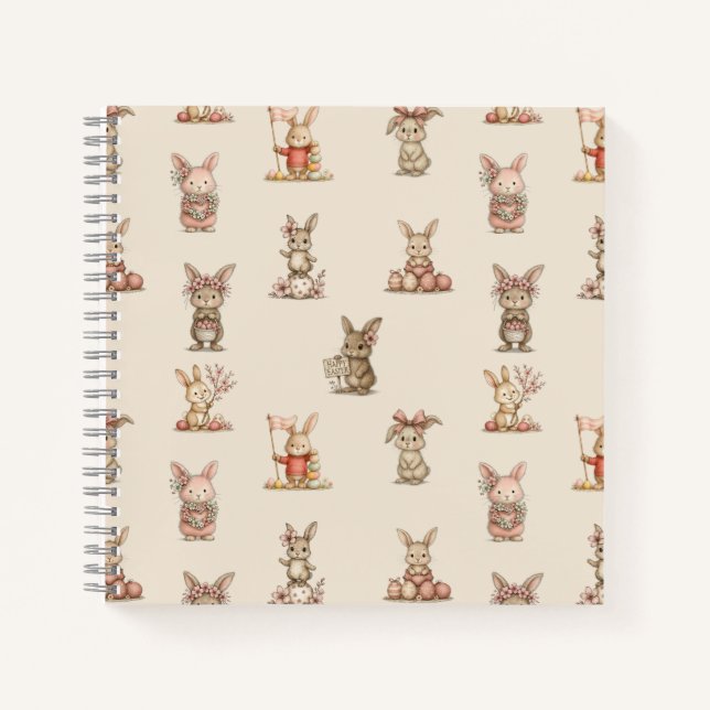 Carnet Cuaderno espiral con diseño de lindos conejitos (Devant)