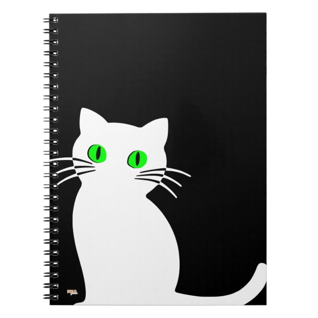 Carnet Cuaderno Glowing Eyes Black & White Cat (Devant)