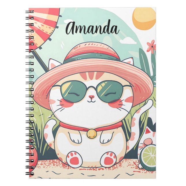 Carnet Cuaderno Kawaii Summer Cat (Devant)