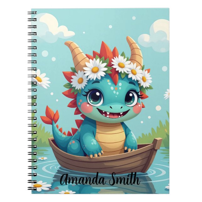 Carnet Cuaderno Personalizable con Nombre Diseño Dragon (Devant)