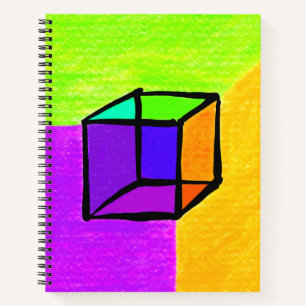 Carnet Cube surréaliste Géométrique à main Figur 70's Rét
