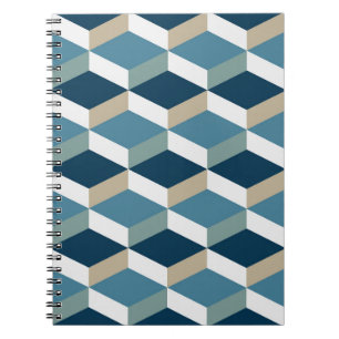 Carnet Cubes bleus : Motif géométrique sans couture